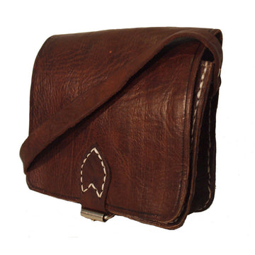 Small Leather Saddle Bag Square Berber Leather